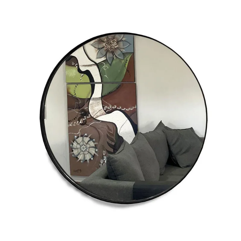 Espelho Redondo 50Cm Com Moldura Preto