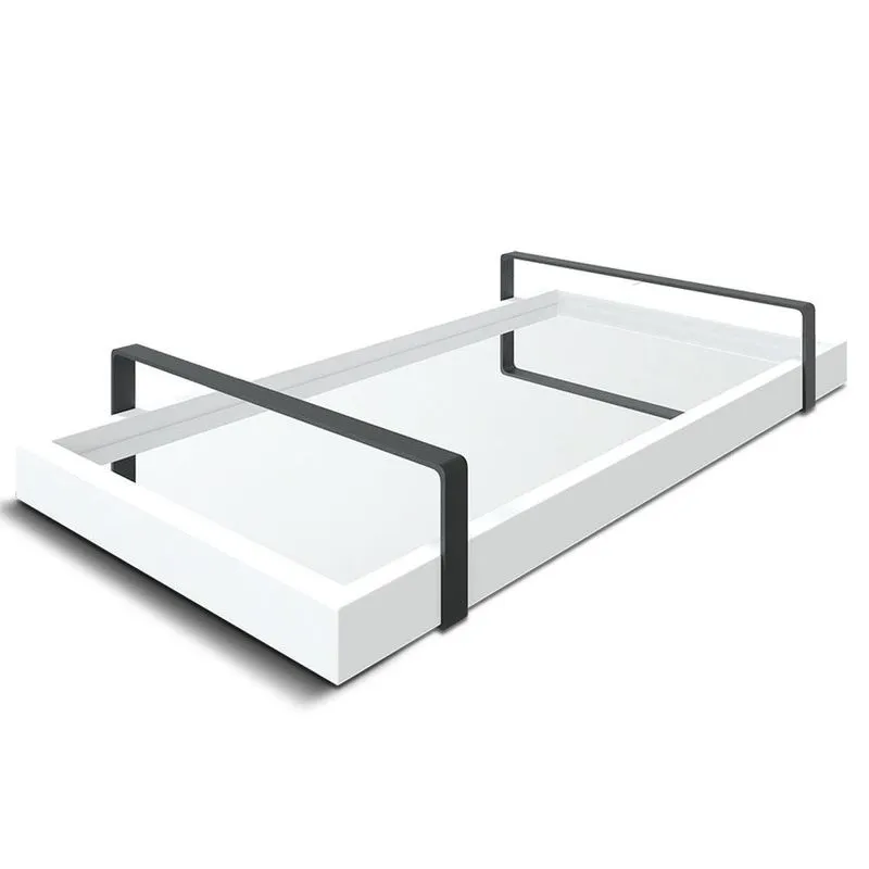 Bandeja Espelhada 25x50cm Branca Com Alça Preta