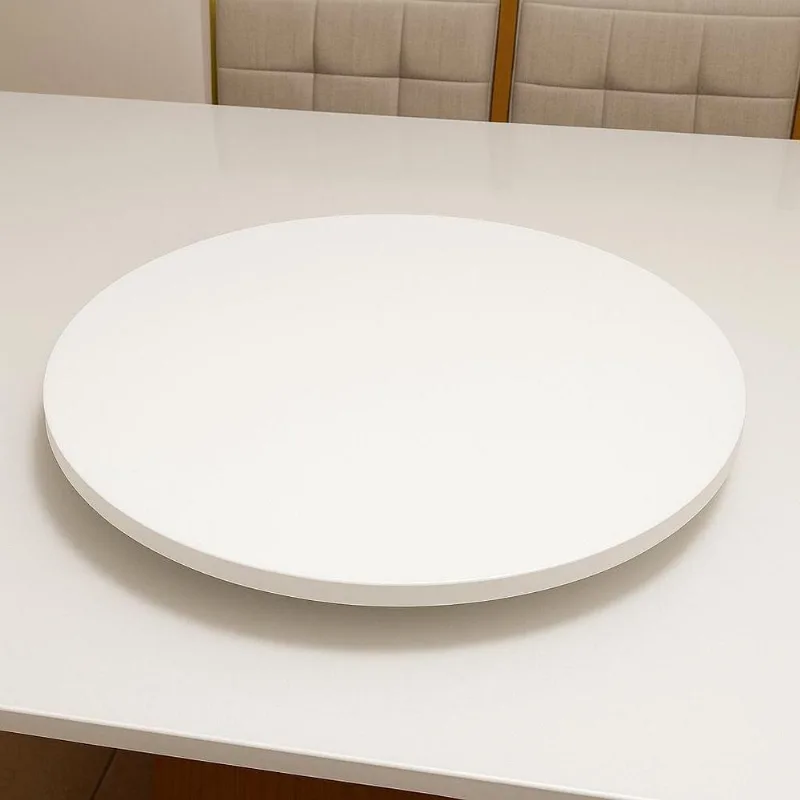 Centro de Mesa Prato Giratório 60cm MDF com Rotação Branco Lubrano Decor