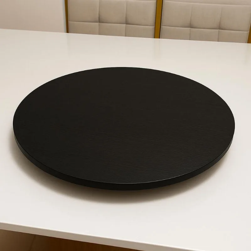 Centro de Mesa Prato Giratório 60cm MDF Sistema Rotativo Preto Lubrano Decor