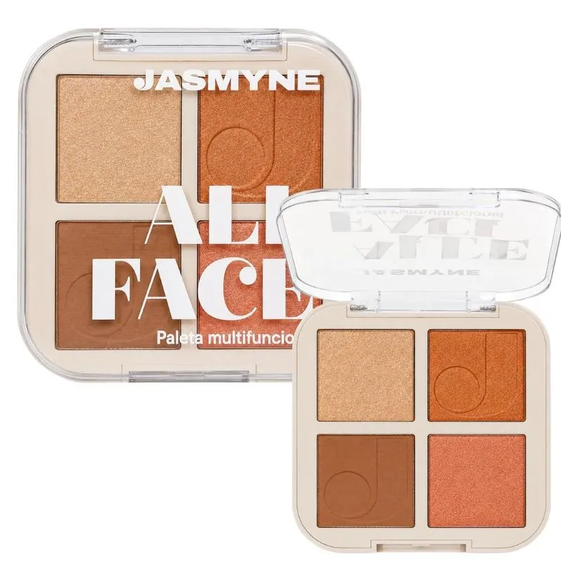 Paleta Multifuncional Jasmyne All Face Blush, Iluminador e Contorno A