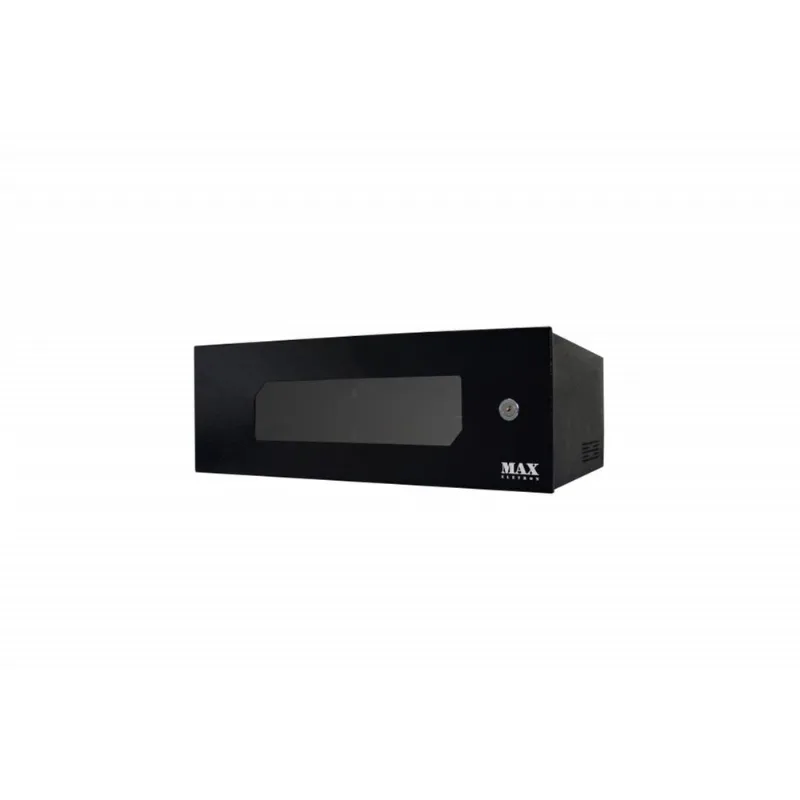 Mini Rack 19" Max Eletron Economic, 3U X 350mm, Aço, Porta c/ Visor em Acrílico, 2 chaves - Preto