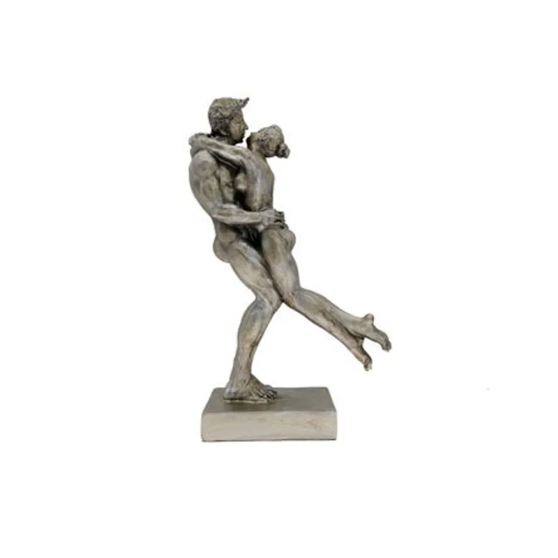 Escultura em resina abraço casal prata 31 cm