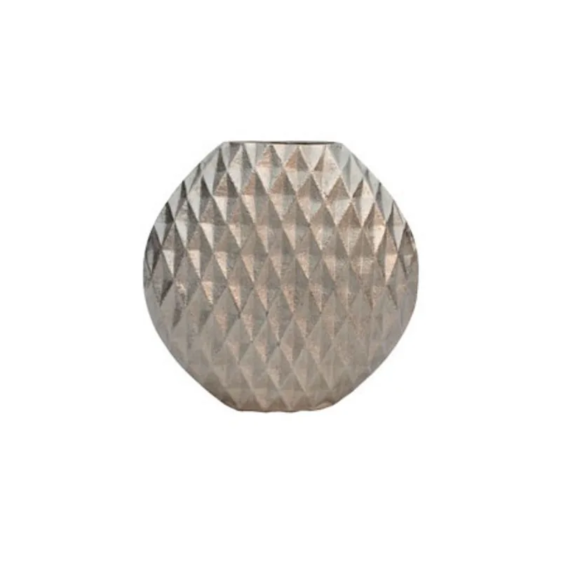 Vaso em alumínio prata detalhe 3D 22 cm