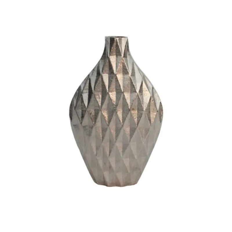 Vaso em alumínio prata detalhe 3D 31 cm