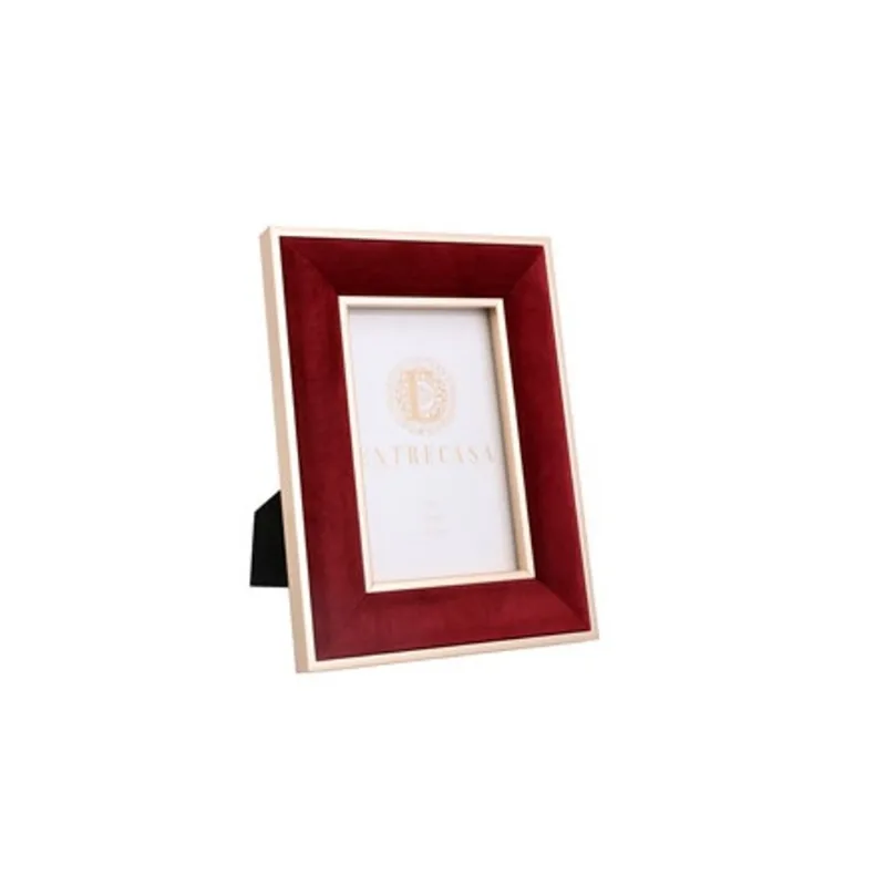 Porta retrato em mdf borda de veludo vinho 10x15 cm