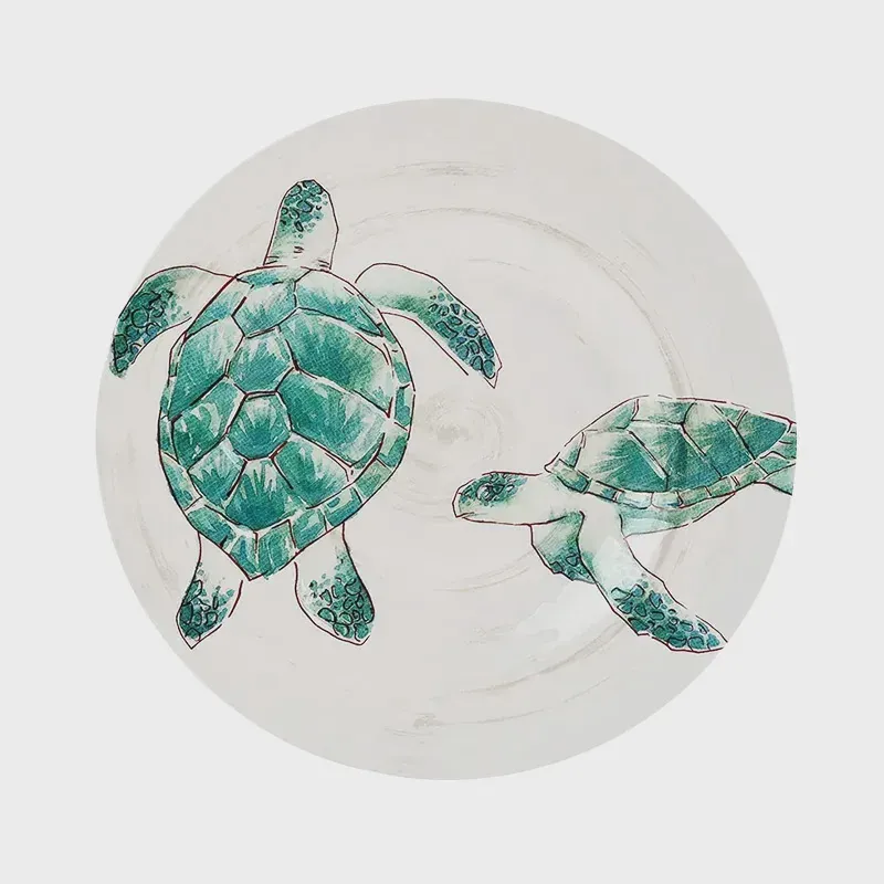 Prato Sobremesa Melamina Detalhe Tartaruga Verde 22cm 50201 - EntreCasa