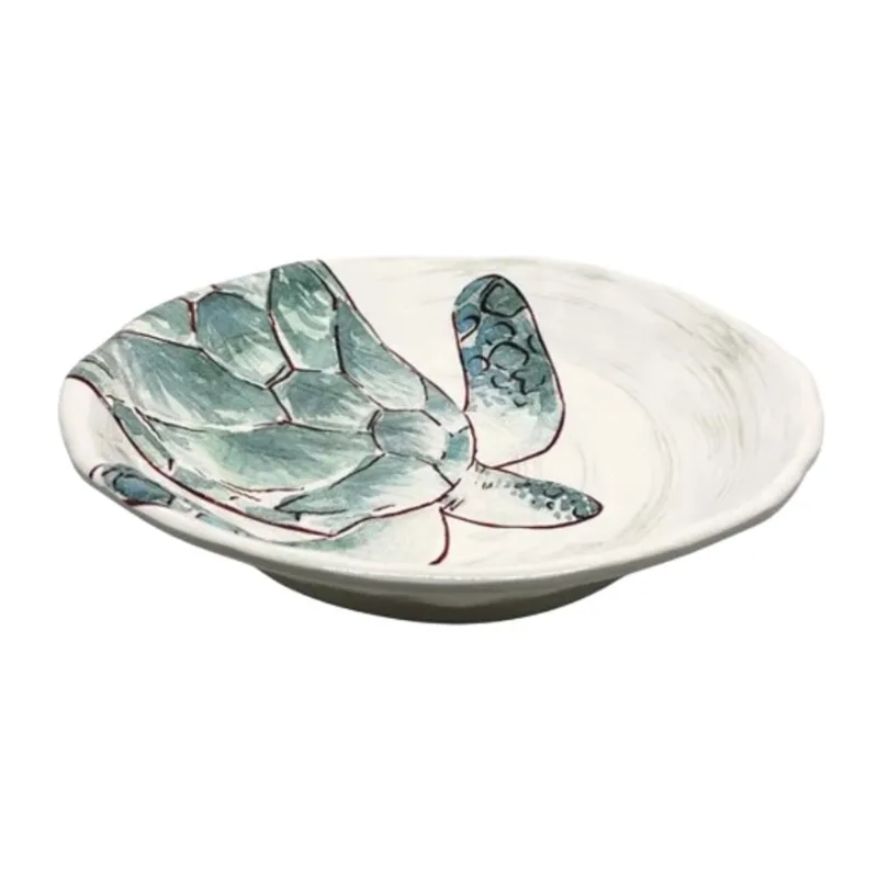Bowl Saladeira De Melamina Branco C/estampa De Tartarugas 34,5x7cm Entrecasa