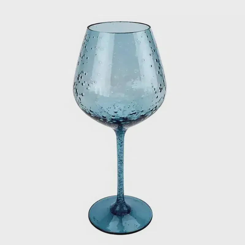 Taça para Vinho Acrílico Detalhes Bolhas Azul 680ml 50213 - EntreCasa