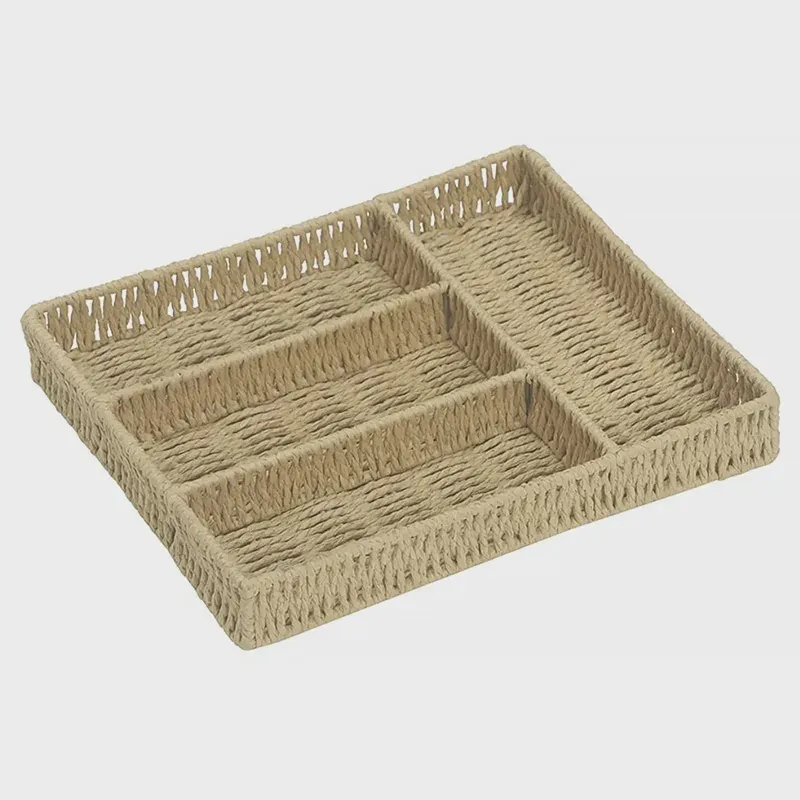 Porta Talheres 4 Divisões Palha Straw 34x28x5cm Cor Bege 23362 - EntreCasa