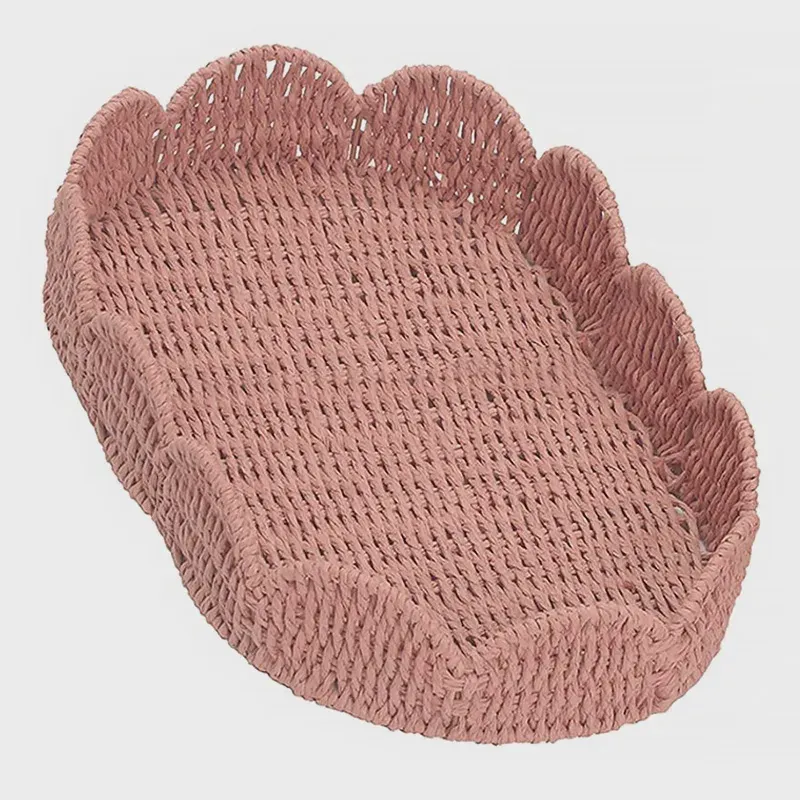 Bandeja Oval Palha Straw 45x34x10cm Cor Coral 23357 - EntreCasa