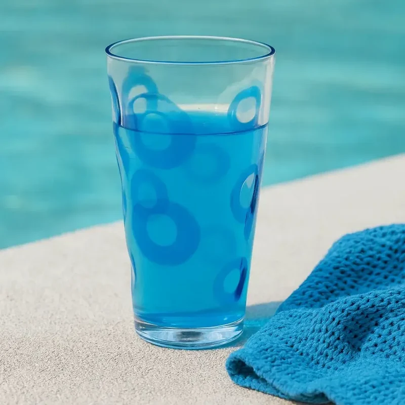 Copo Longo Acrílico Textura Círculos Azul 710ml