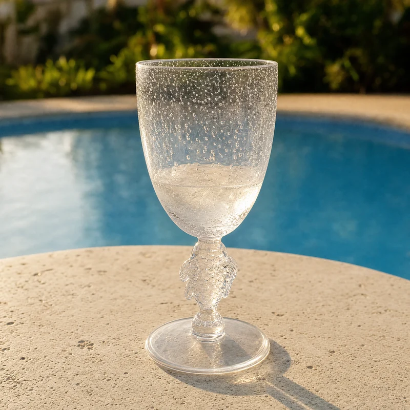 Taça Acrílico Detalhes Peixe e Bolhas Transparente 350ml