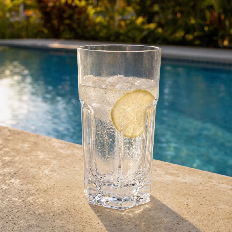 Copo Longo Acrílico Sextavado Transparente 400ml