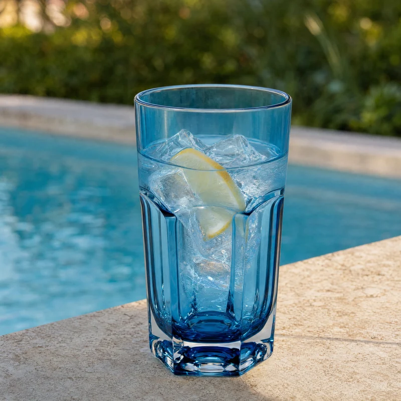 Copo Longo Acrílico Sextavado Azul 400ml