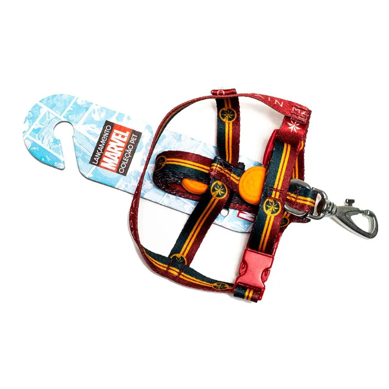 Kit guia + peitoral em Nylon piticas Capitã marvel M