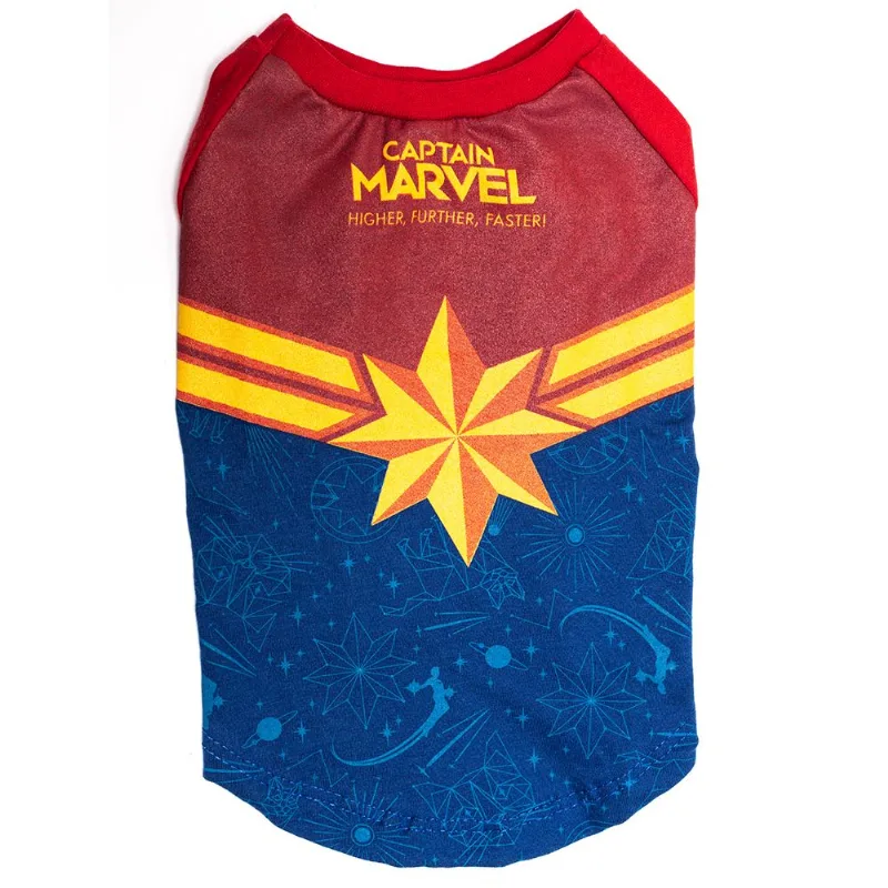 Camiseta pet em meia malha 100% Algodão piticas Capitã marvel M