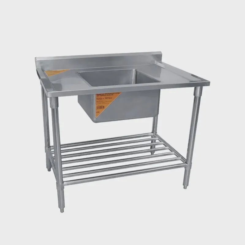 Pia inox 1 m com uma cuba 45x45x25 cm e prateleira gradeada