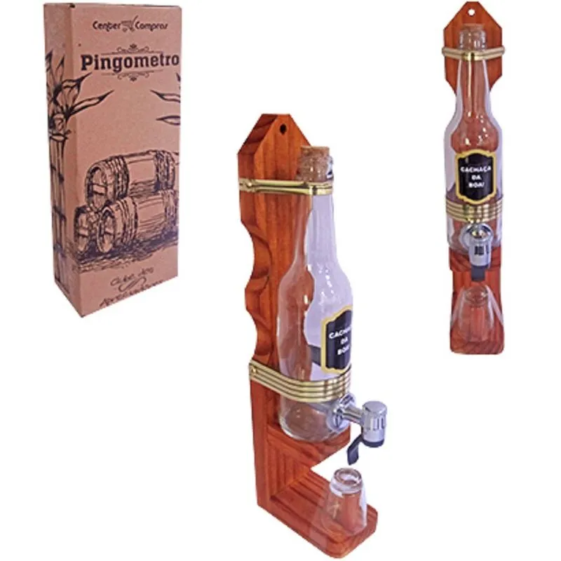 Pingometro com Suporte para Pinga Cachaça com Torneira 330ml