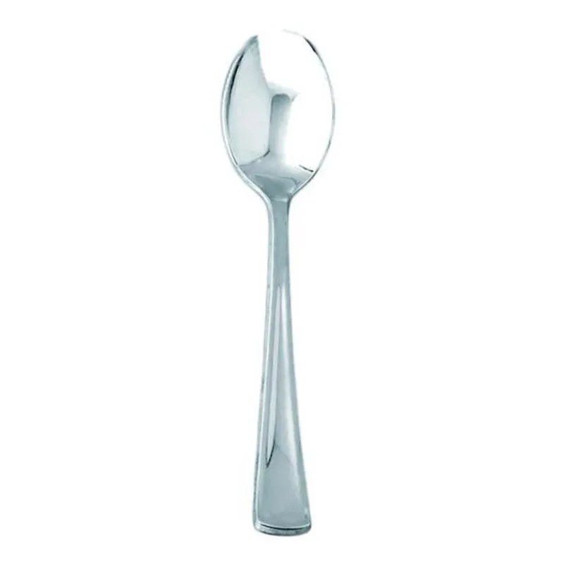 Kit 40 Colheres 17,3Cm Descartáveis De Luxo Plástico Prata