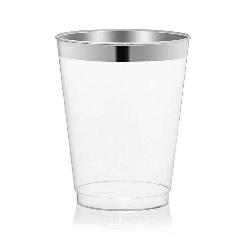 Kit 4 Copos 300Ml Descartáveis De Luxo Em Plástico - Prata