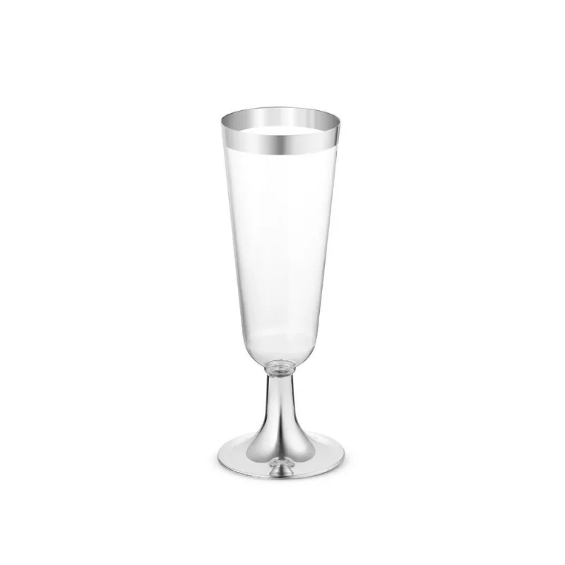 Kit 4 Taças Champagne 150ml Descartáveis Plástico - Prata