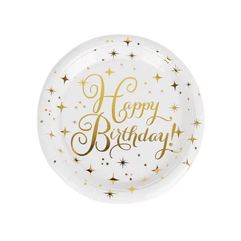 Kit 10 Pratos Sobremesa 18cm Descartáveis Papel Aniversário