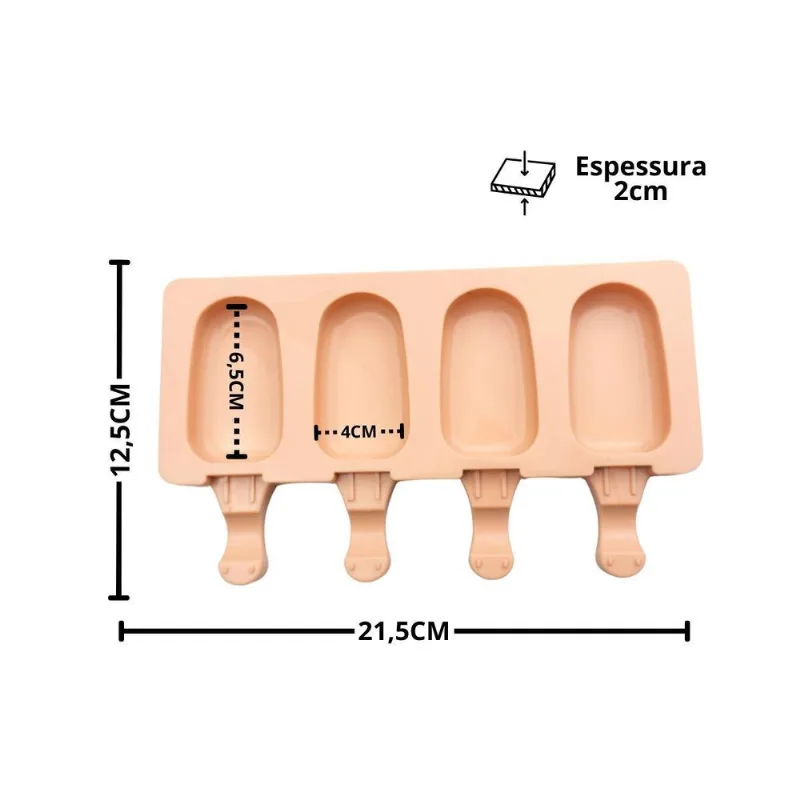 Forma Em Silicone Para Mini Picolé Magnum 4 Cavidades