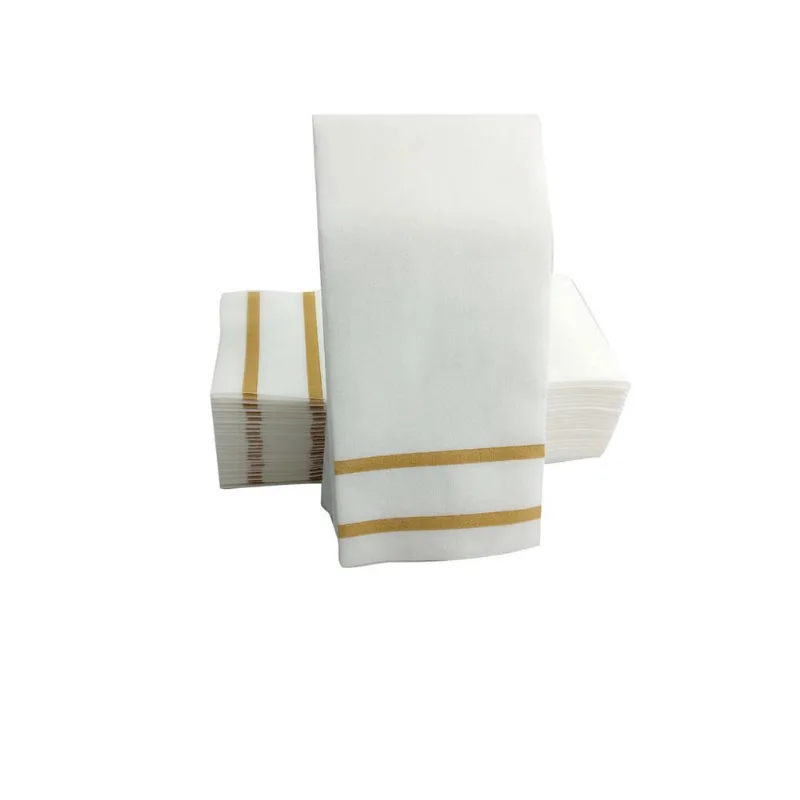 Kit 25 Guardanapo De Tecido Para Mesa Posta 43X30Cm -Dourado