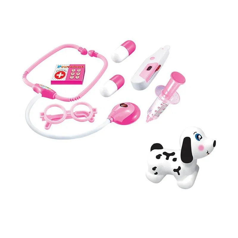 Brinquedo Kit Médica Veterinária Infantil Educativo Rosa Fem