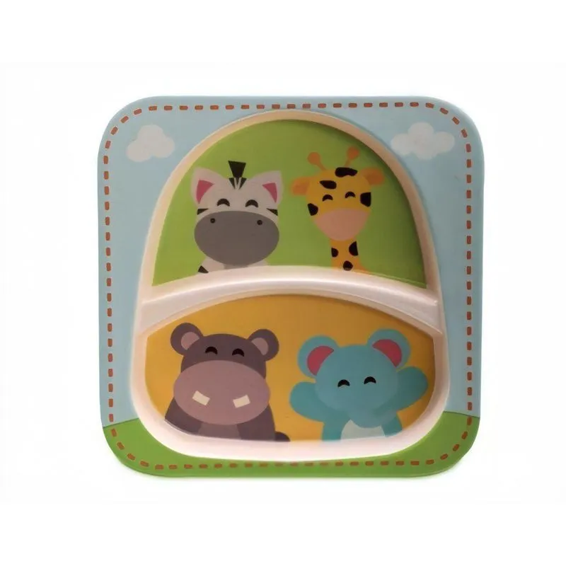 Kit Papinha Bebê Pratinho Tijelinha Copo Talheres Safari Eco