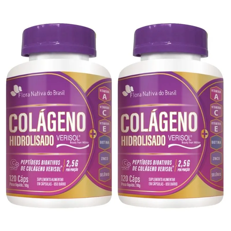 Kit 2x Flora Nativa - Colágeno Verisol com Vitaminas - 120 Cápsulas