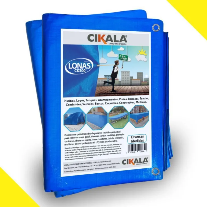 Lona Ck300 Cobertura 3.5X2.5 Mts Azul Impermeável Reforçada