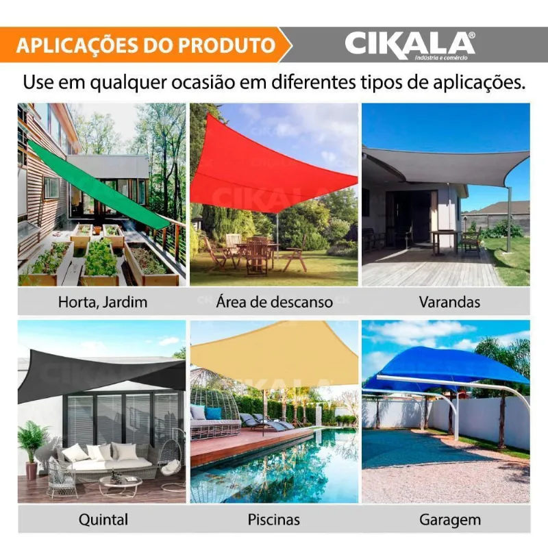 Tela Shade Sombreamento Cinza 5X3 Metros + Kit De Instalação