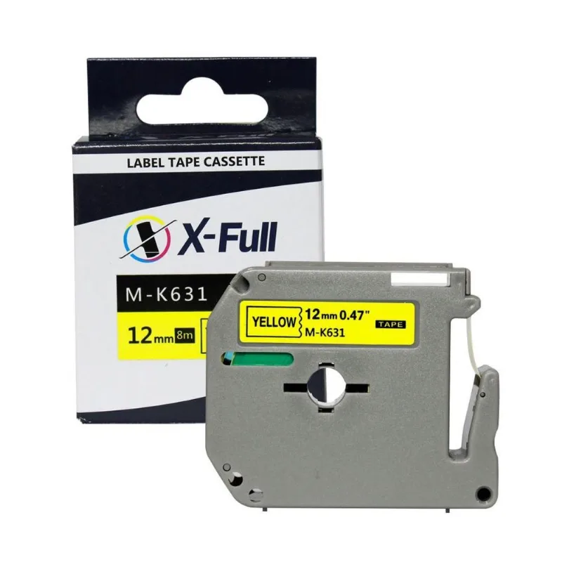 Fita Compatível Brother Mk 631 Amarela Letra Preta 12mm