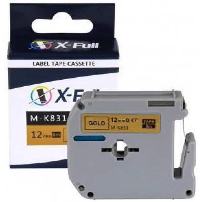 Fita Compatível Brother M-k831 X Dourada Letra Preta 12mm