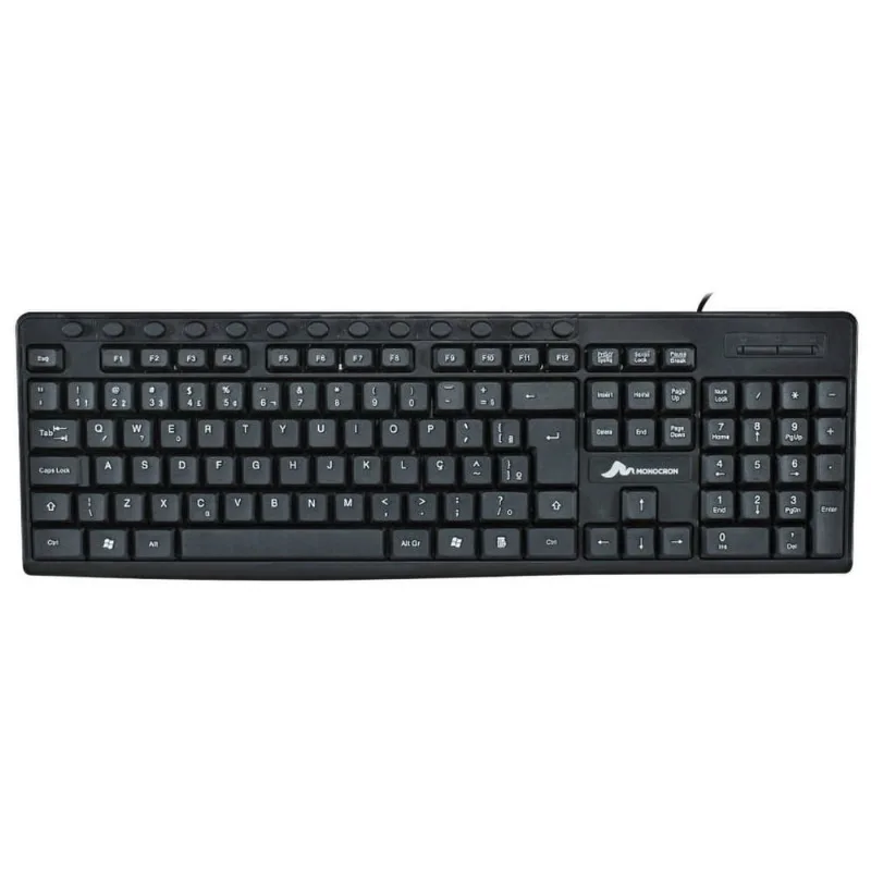 Teclado USB Padrão ABNT2 107 Teclas + 13 Teclas Multimídia Preto Monocron MN8260