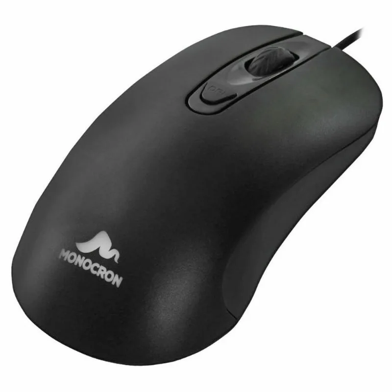 Mouse USB Óptico 1000 dpi 4 Botões Cabo 1.5m Monocron MN264-4D Preto
