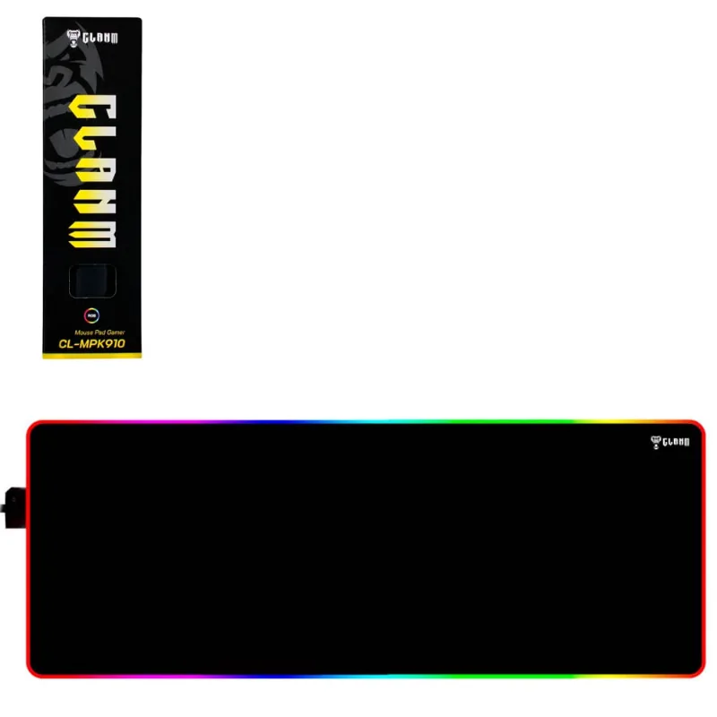 Mousepad Gamer Clanm MPK910 Antiderrapante com Bordas Overlock rgb A Prova D'Agua 80 x 30cm - CL-MPK910