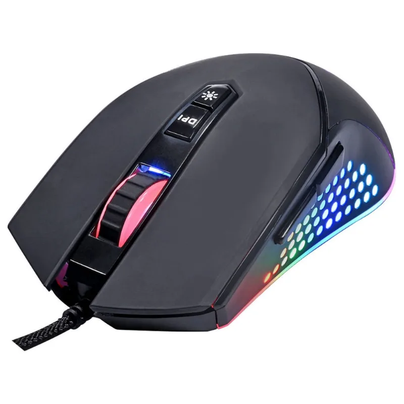 Mouse Gamer Honeycomb Colméia 7 Botões até 10.000 dpi LED rgb Running Aceleração 100 ips PixArt 3325 ic Clanm CL-MK043