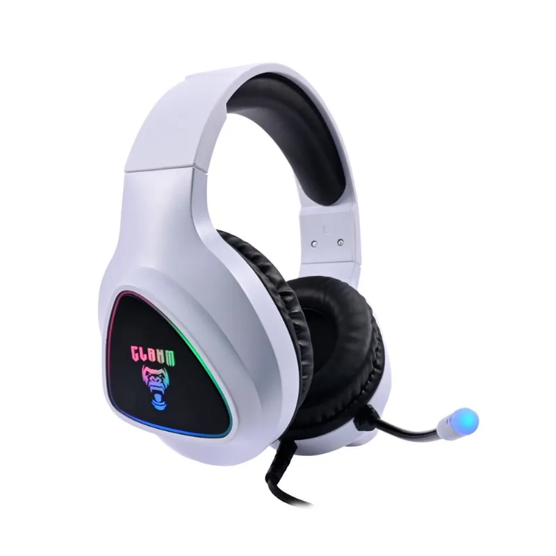 Headset Gamer Branco Mount Led Rainbow CL-HM709 Clanm