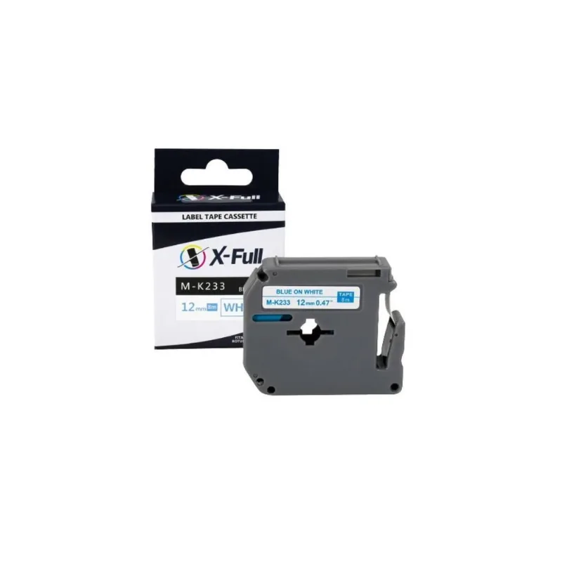 Fita Compatível Brother M-k233 X Branca Letra Azul 12mm