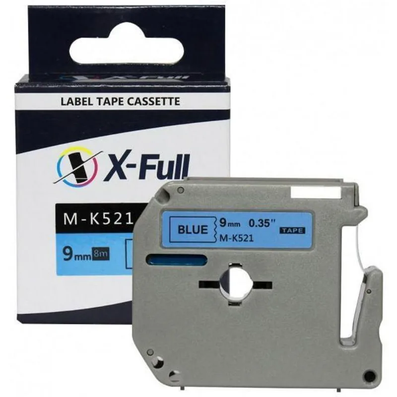 Fita Compatível Brother Mk 521 Azul Letra Preta 9mm