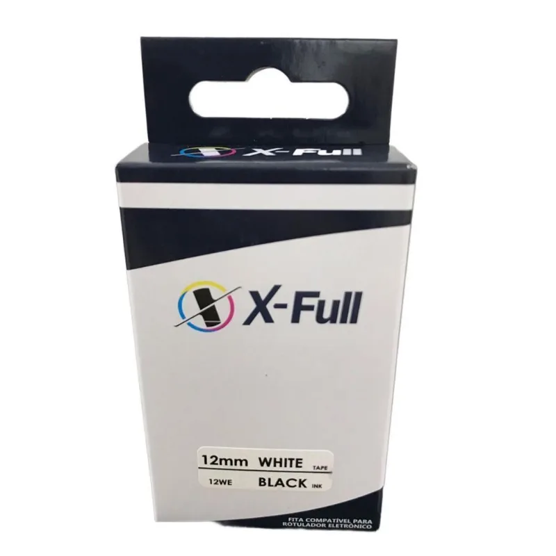 Fita Compatível Casio Xr-12we X Branca Letra Preta 12mm