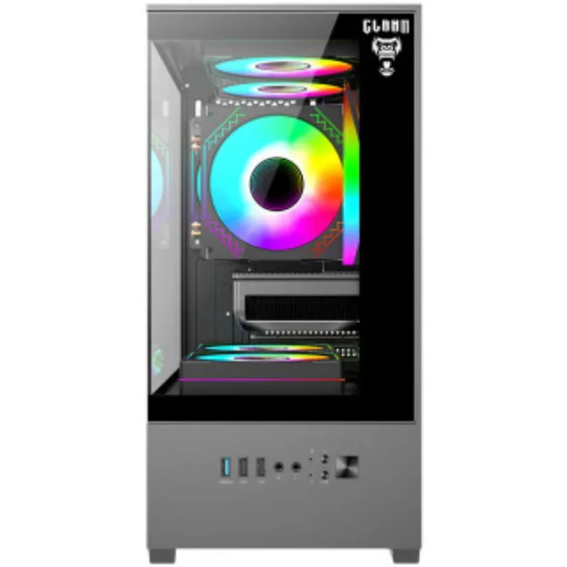 Gabinete Gamer Clanm Megalon Suporta Cooler cpu 167mm e 5 Ventoinhas Placa-Mãe atx Mini-IT Com Vidro Temperado