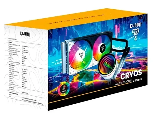 WATER COOLER 240mm - CRYOS NIGHT RGB RAINBOW (PARA PROCESSADOR) - CLANM