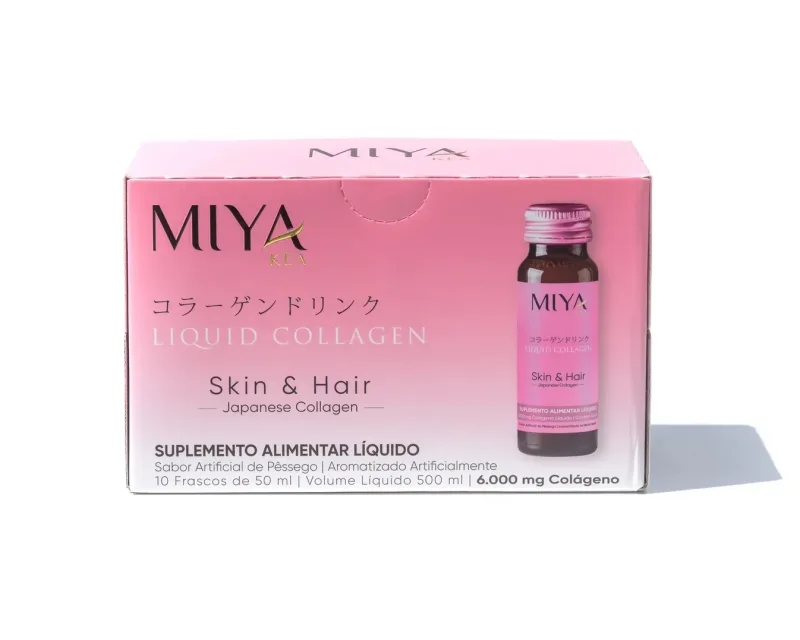 Colágeno Líquido Skin &amp; Hair Caixa com 10 Frascos de 50 ml - Miya Kea