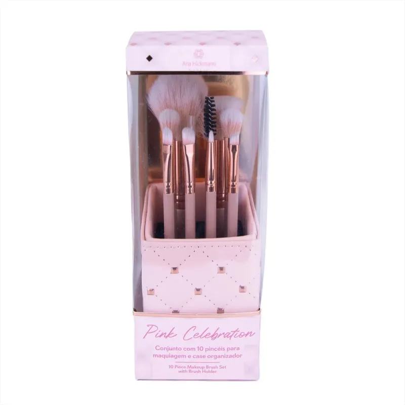 Kit Pink Celebration 10 Pincéis + Case Ana Hickmann Makeup - lojaparaisodarepublica
