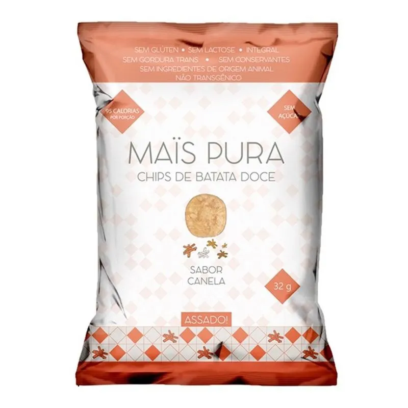 Chips de Batata doce Assado sabor Canela 32g - Mais Pura