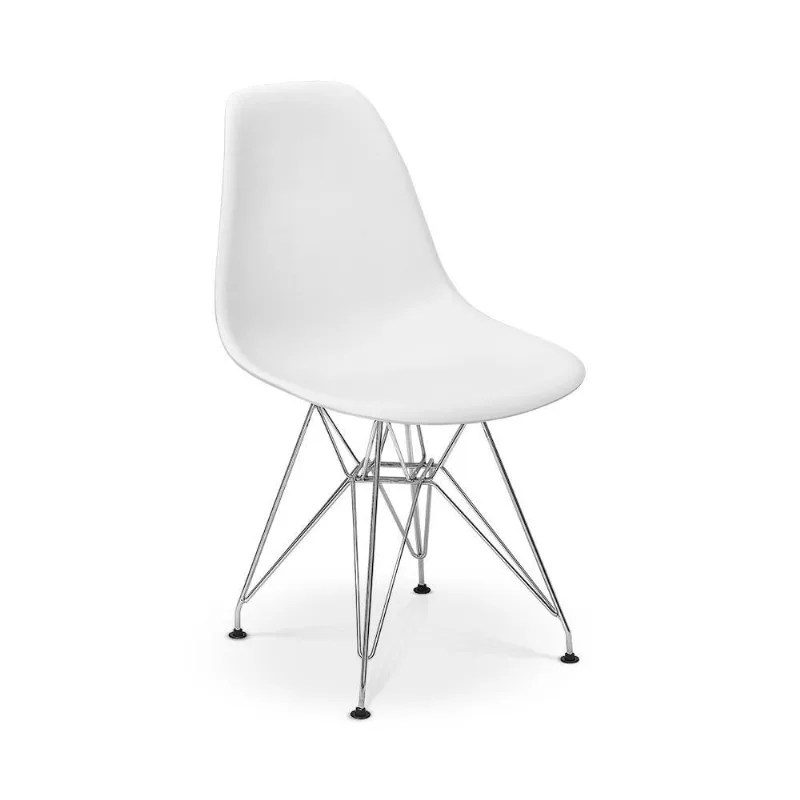 Cadeira Charles Eames Eiffel Base Metal Branca